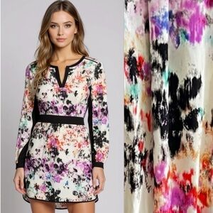 PARKER Alfie Combo Silk Artsy Long Sleeve Spring Mini Dress in Oasis Size Small
